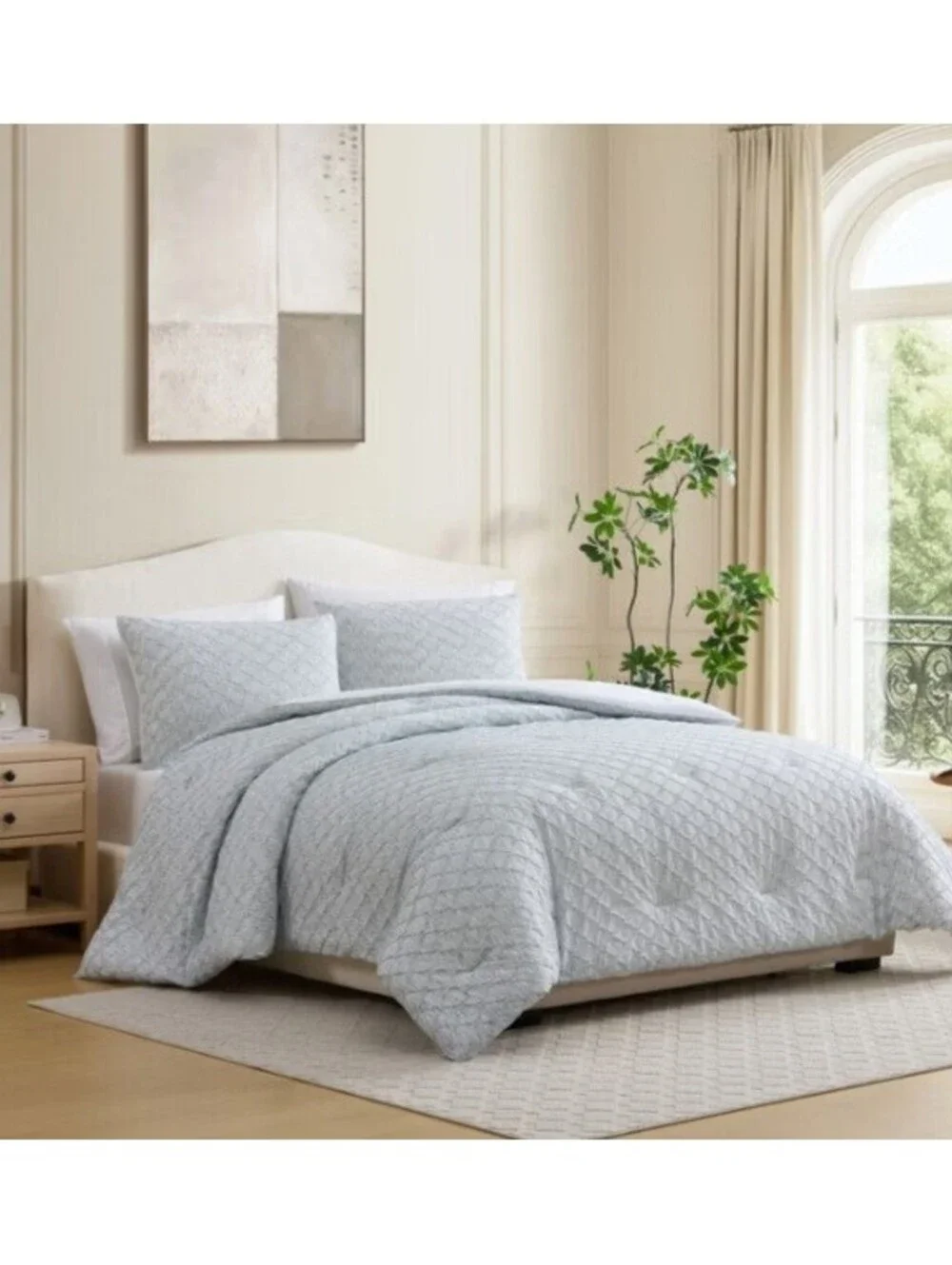 Jennifer Adams Comforter Set Beige Pillow Shams 3 PcDown Alternative King